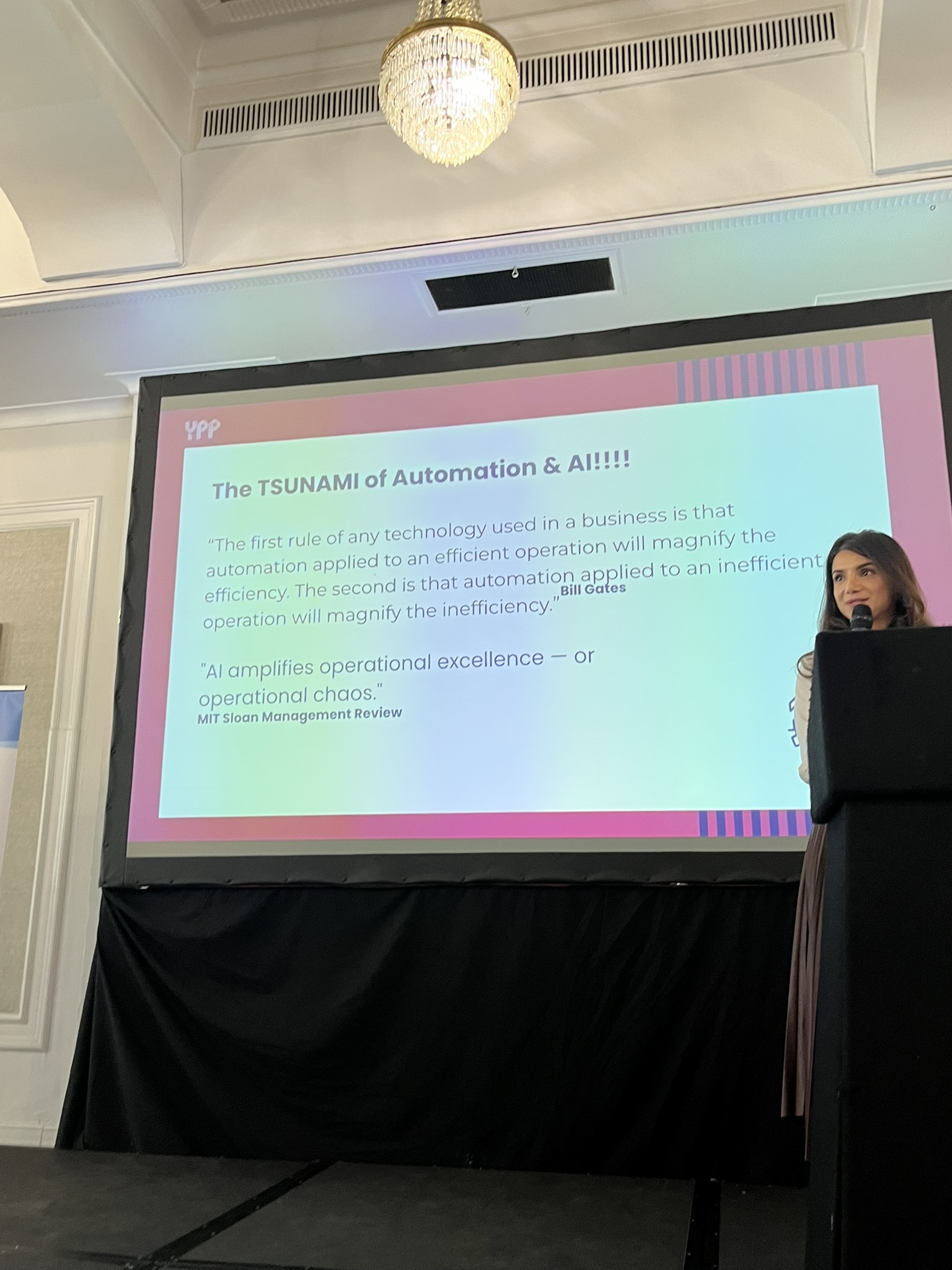 Khyati Pal speaking about operational foundations, automation and AI