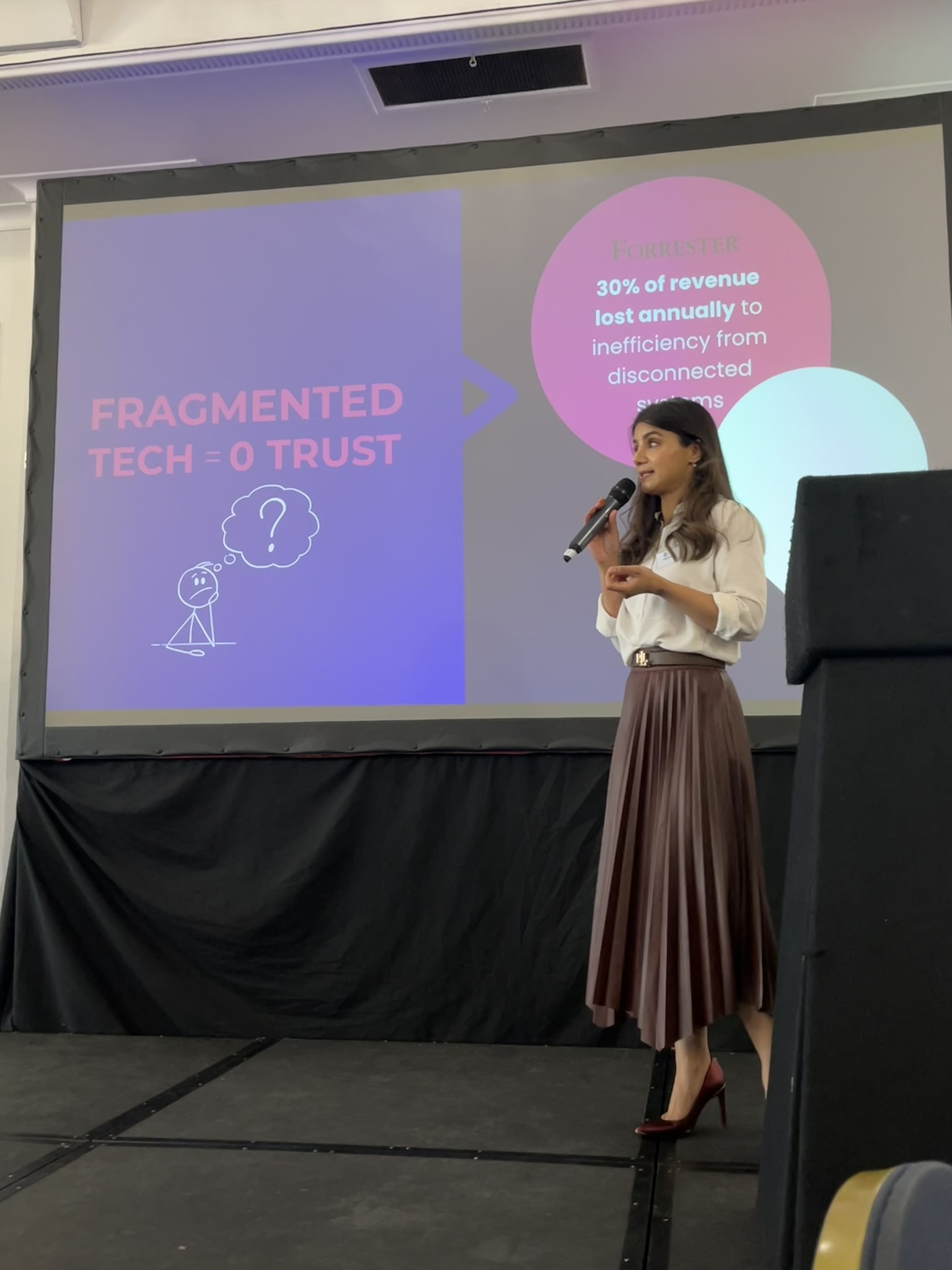 Khyati Pal speaking about the business impact of fragmented technology